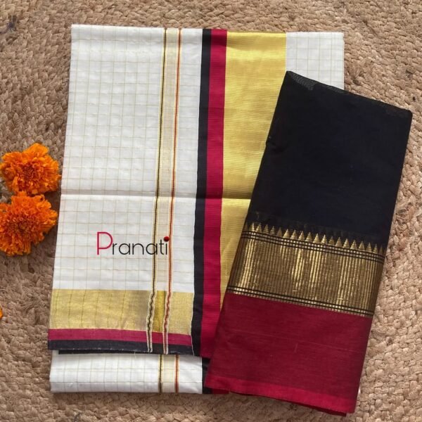 Kerala Cotton Sari with Black Blouse